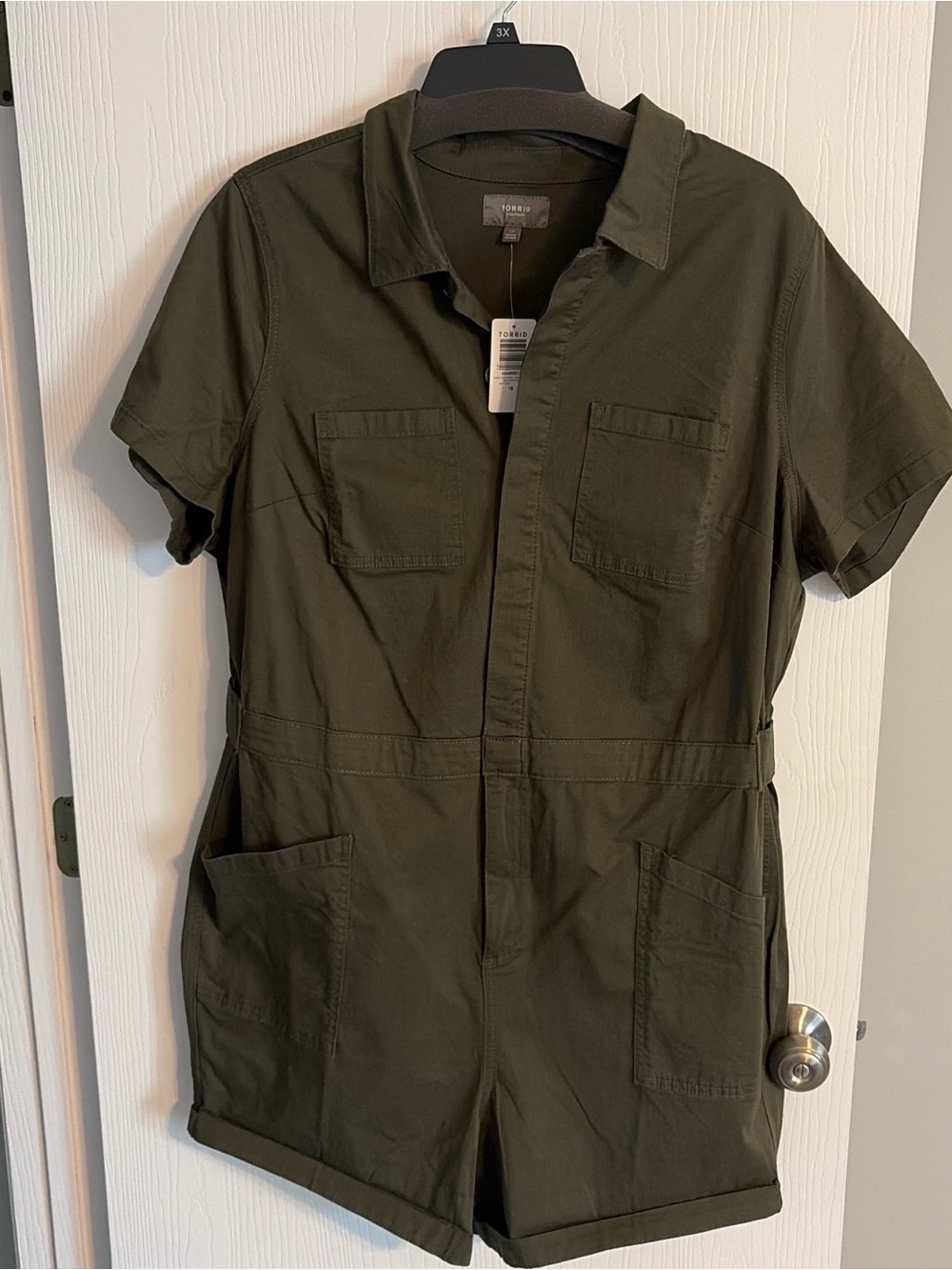 torrid Olive Green Lightweight Utility Romper